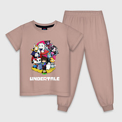 Пижама хлопковая детская UNDERTALE, цвет: пыльно-розовый