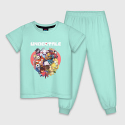 Пижама хлопковая детская UNDERTALE, цвет: мятный