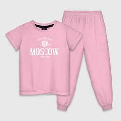 Пижама хлопковая детская Москва Born in Russia, цвет: светло-розовый