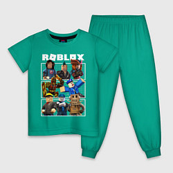 Пижама хлопковая детская ROBLOX, цвет: зеленый