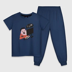 Пижама хлопковая детская Кодер дедлайн, цвет: тёмно-синий