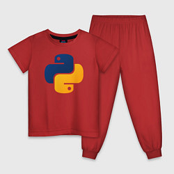 Пижама хлопковая детская Python, цвет: красный