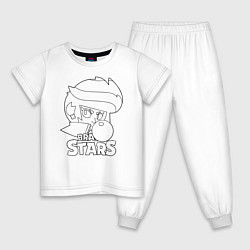 Пижама хлопковая детская Brawl Stars раскраска, цвет: белый