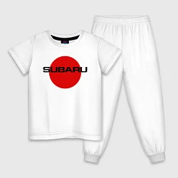 Пижама хлопковая детская SUBARU, цвет: белый