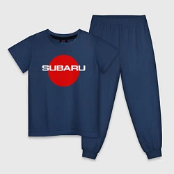 Пижама хлопковая детская SUBARU, цвет: тёмно-синий