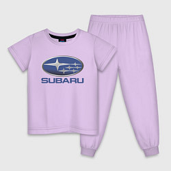 Пижама хлопковая детская SUBARU цвета лаванда — фото 1