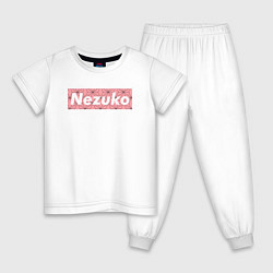 Пижама хлопковая детская NEZUKO, цвет: белый