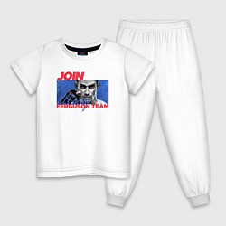 Пижама хлопковая детская Ferguson team, цвет: белый