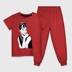 Пижама хлопковая детская Одри Хепбернхлопок, цвет: красный