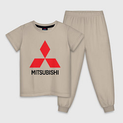 Пижама хлопковая детская MITSUBISHI, цвет: миндальный