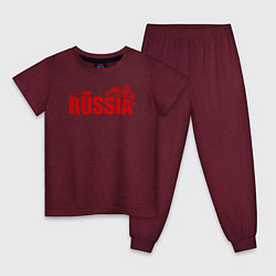 Пижама хлопковая детская Russia, цвет: меланж-бордовый