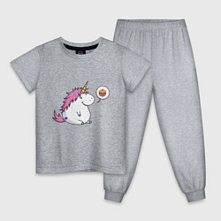 Пижама хлопковая детская Пухленький единорог, цвет: меланж