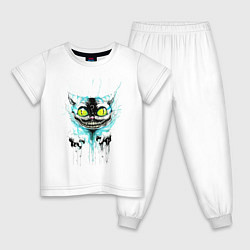 Пижама хлопковая детская Грозовой, кошак Чеширский, цвет: белый