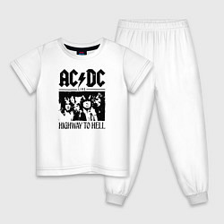 Пижама хлопковая детская ACDC highway to hell, цвет: белый