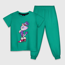 Пижама хлопковая детская SONIC Кошка Блейз, цвет: зеленый