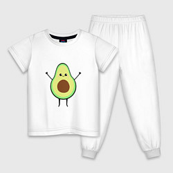 Пижама хлопковая детская Милый авокадо, цвет: белый