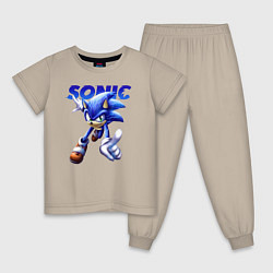 Пижама хлопковая детская SONIC, цвет: миндальный