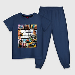Пижама хлопковая детская GTA5, цвет: тёмно-синий