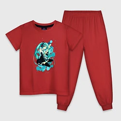 Пижама хлопковая детская Хацуне Мику, цвет: красный