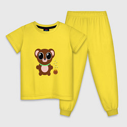 Пижама хлопковая детская Медвежонок, цвет: желтый