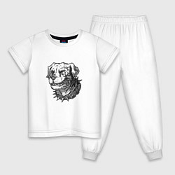 Пижама хлопковая детская Злая собака, цвет: белый