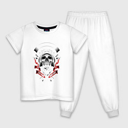Пижама хлопковая детская Skelet1, цвет: белый