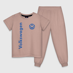 Пижама хлопковая детская Volkswagen, цвет: пыльно-розовый