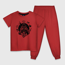 Пижама хлопковая детская Космонавт медитация, цвет: красный