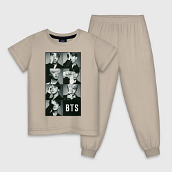 Пижама хлопковая детская BTS, цвет: миндальный