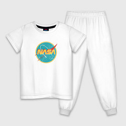 Пижама хлопковая детская NASA винтажный логотип, цвет: белый