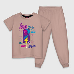 Пижама хлопковая детская Ice Baby Летнее мороженое, цвет: пыльно-розовый