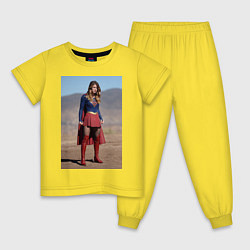 Пижама хлопковая детская Supergirl, цвет: желтый