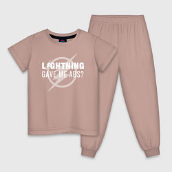Пижама хлопковая детская Lightning Gave Me Abs?, цвет: пыльно-розовый