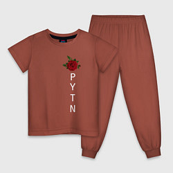 Пижама хлопковая детская Payton Moormeier цвета кирпичный — фото 1