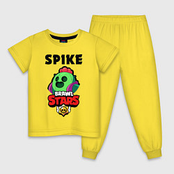 Пижама хлопковая детская BRAWL STARS SPIKE, цвет: желтый