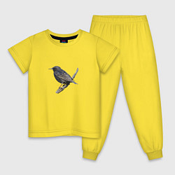 Пижама хлопковая детская Скворец, цвет: желтый