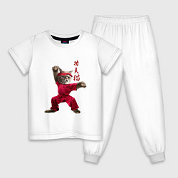 Пижама хлопковая детская Karate Cat, цвет: белый
