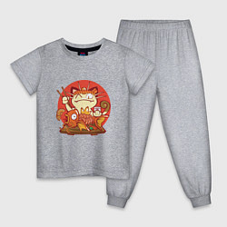 Пижама хлопковая детская Sushi Cat, цвет: меланж