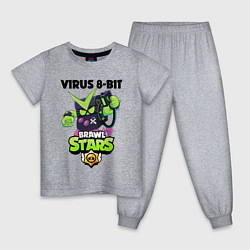 Пижама хлопковая детская BRAWL STARS VIRUS 8-BIT, цвет: меланж