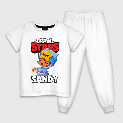 Пижама хлопковая детская BRAWL STARS SANDY, цвет: белый
