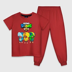 Пижама хлопковая детская BRAWL STARS LEON, цвет: красный