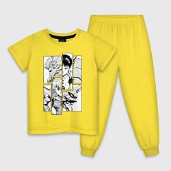 Пижама хлопковая детская Аска и Синдзи, Евангелион, цвет: желтый