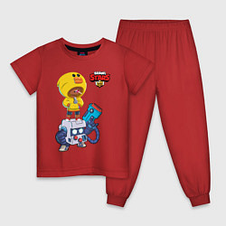 Пижама хлопковая детская BRAWL STARS SALLY LEON, цвет: красный