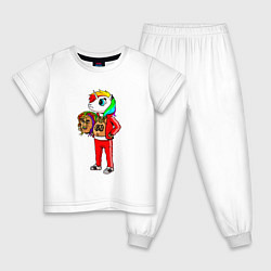 Пижама хлопковая детская Такеши 6ix9ine, цвет: белый