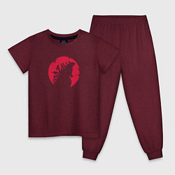 Пижама хлопковая детская Godzilla, цвет: меланж-бордовый