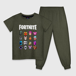 Пижама хлопковая детская FORTNITE, цвет: меланж-хаки