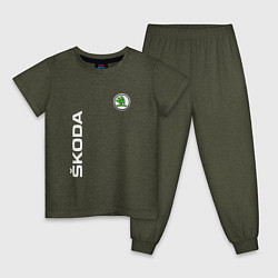 Пижама хлопковая детская SKODA, цвет: меланж-хаки