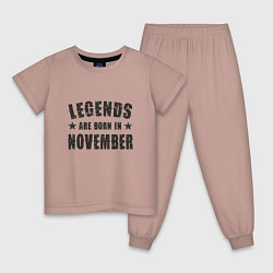 Пижама хлопковая детская Легенды рождаются в ноябре, цвет: пыльно-розовый