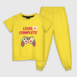 Пижама хлопковая детская 9 лет - уровень пройден, цвет: желтый