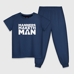 Пижама хлопковая детская Manners maketh man, цвет: тёмно-синий